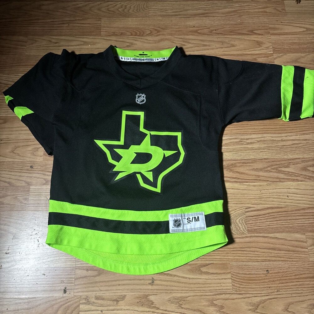 NHL Dallas Stars Hockey Jersey Youth S/M Black Neon
